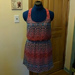 Express Pink/Teal Sundress w/Crochet Detail